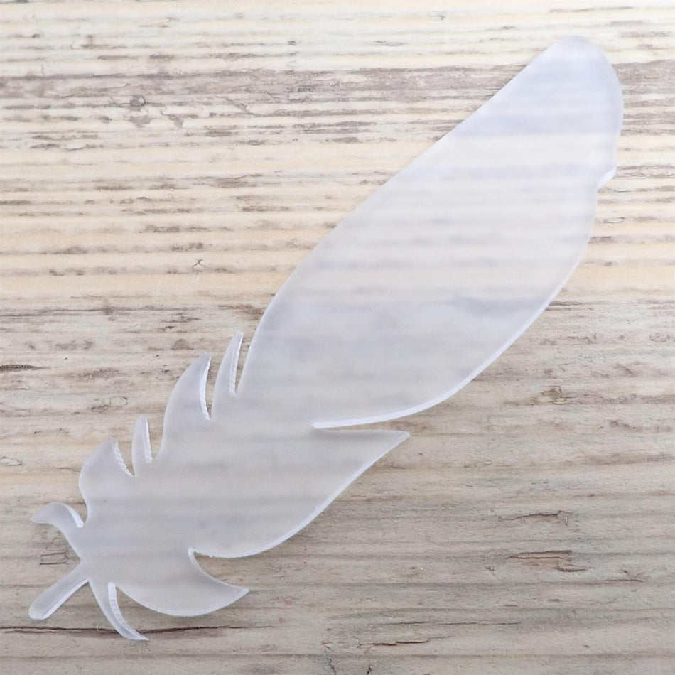 Frosted Cast Acrylic Feather Decorations, 100mm (Style 1) (Pack of 5)