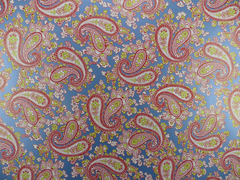 Midnight Blue Backed Pink Paisley Paper Guitar Body Decal - 420x295mm