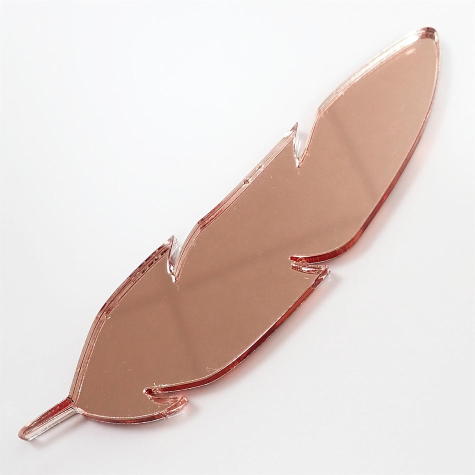 Rose Gold Mirror Cast Acrylic Feather Decorations, 100mm (Style 8) (Pack of 6)