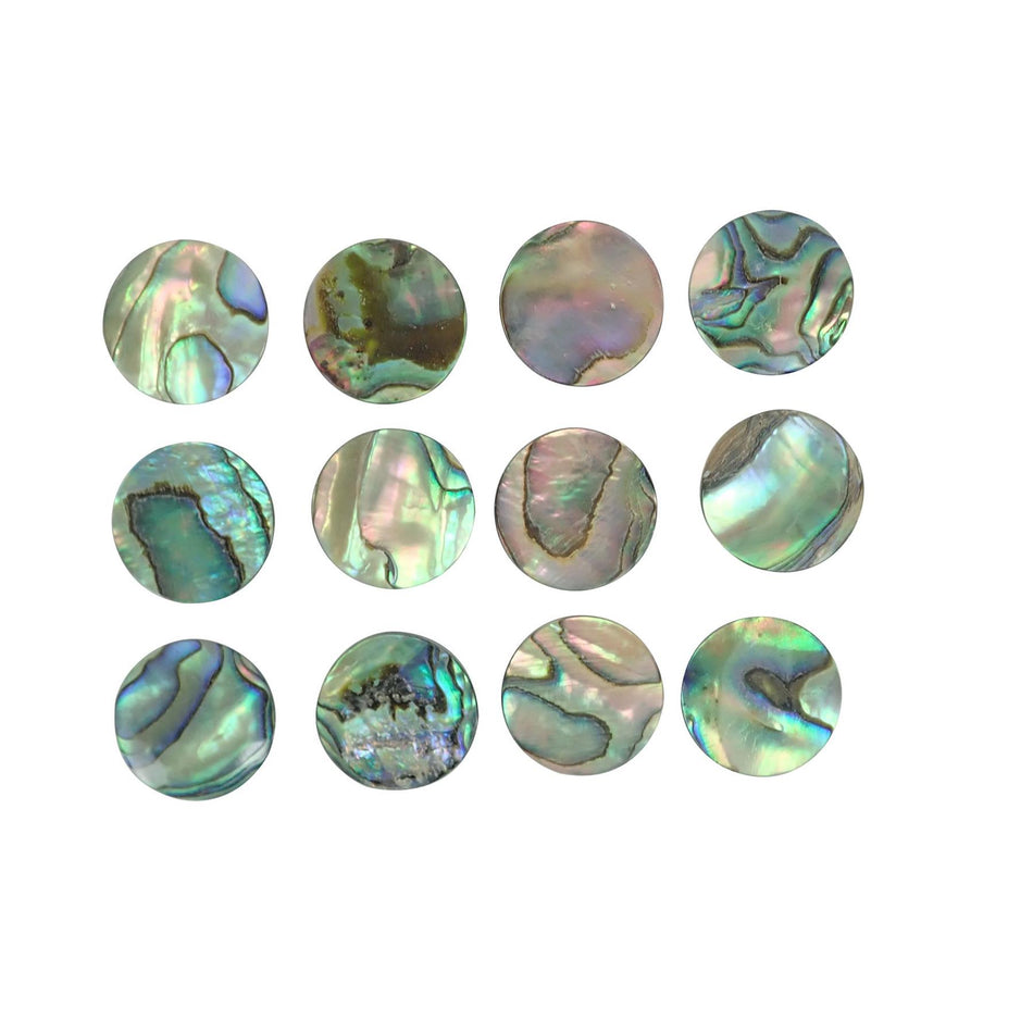 Paua Abalone Natural Curve Shell Blanks - 15mm, Pack of 12, Circle