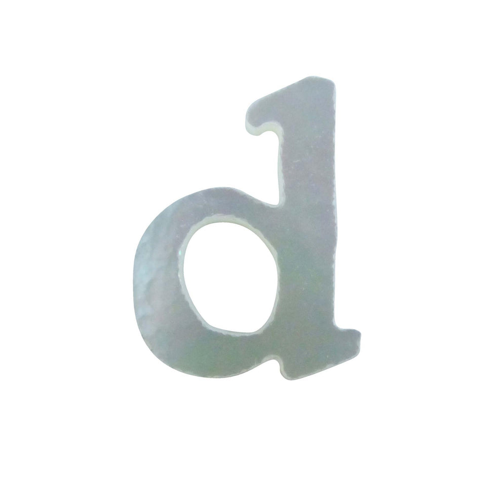White Mother of Pearl Level 14 Druid Letter Inlay Lower Case D - ~15mm, Lower Case D