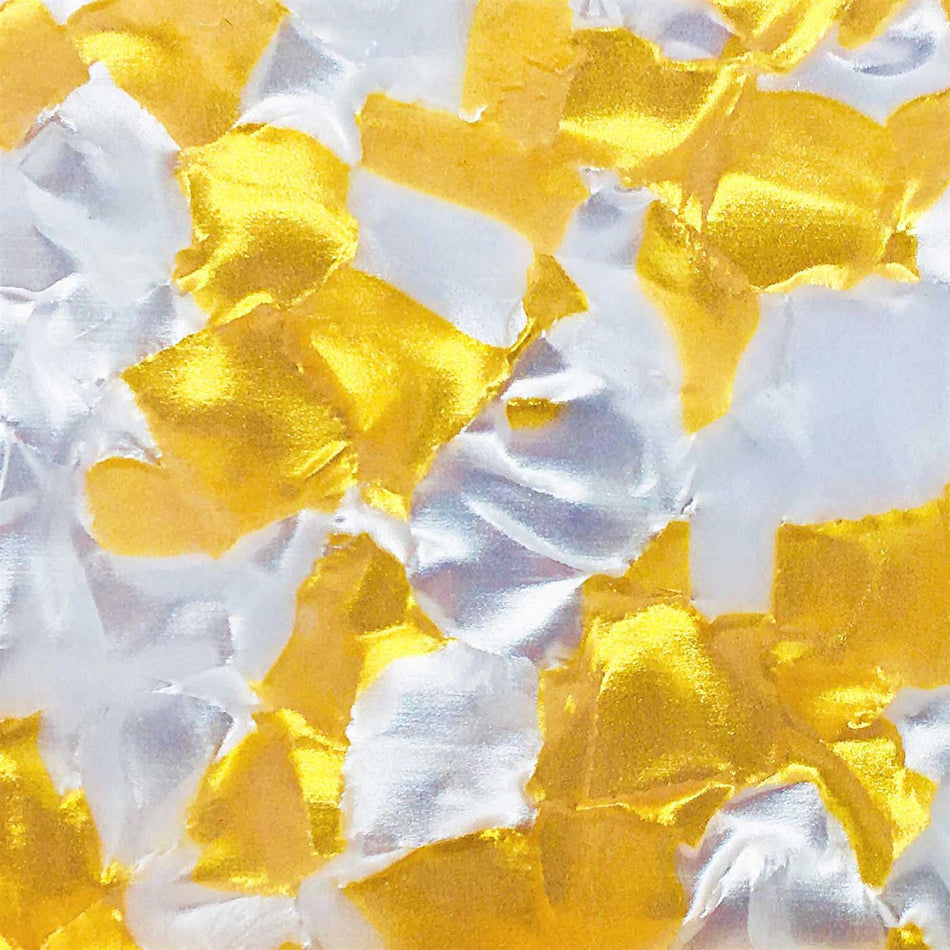White and Gold Pearloid Celluloid Laminate Cast Acrylic Sheet (3mm thick)