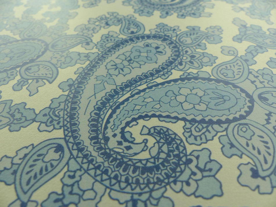 Pearl Gold Backed Powder Blue Paisley Paper Guitar Body Decal - 420x295mm